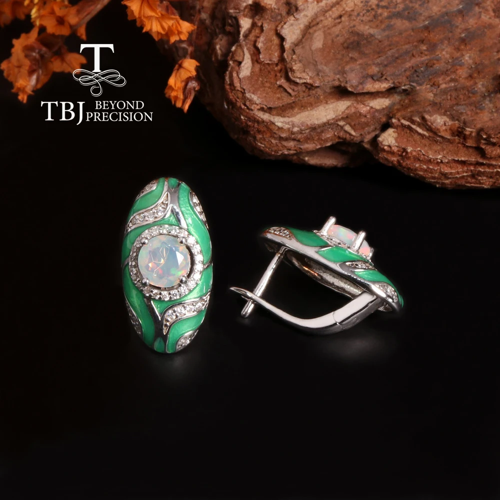 Винтажные декоративные серьги October Birthstone с натуральным опалом серебро 925 пробы