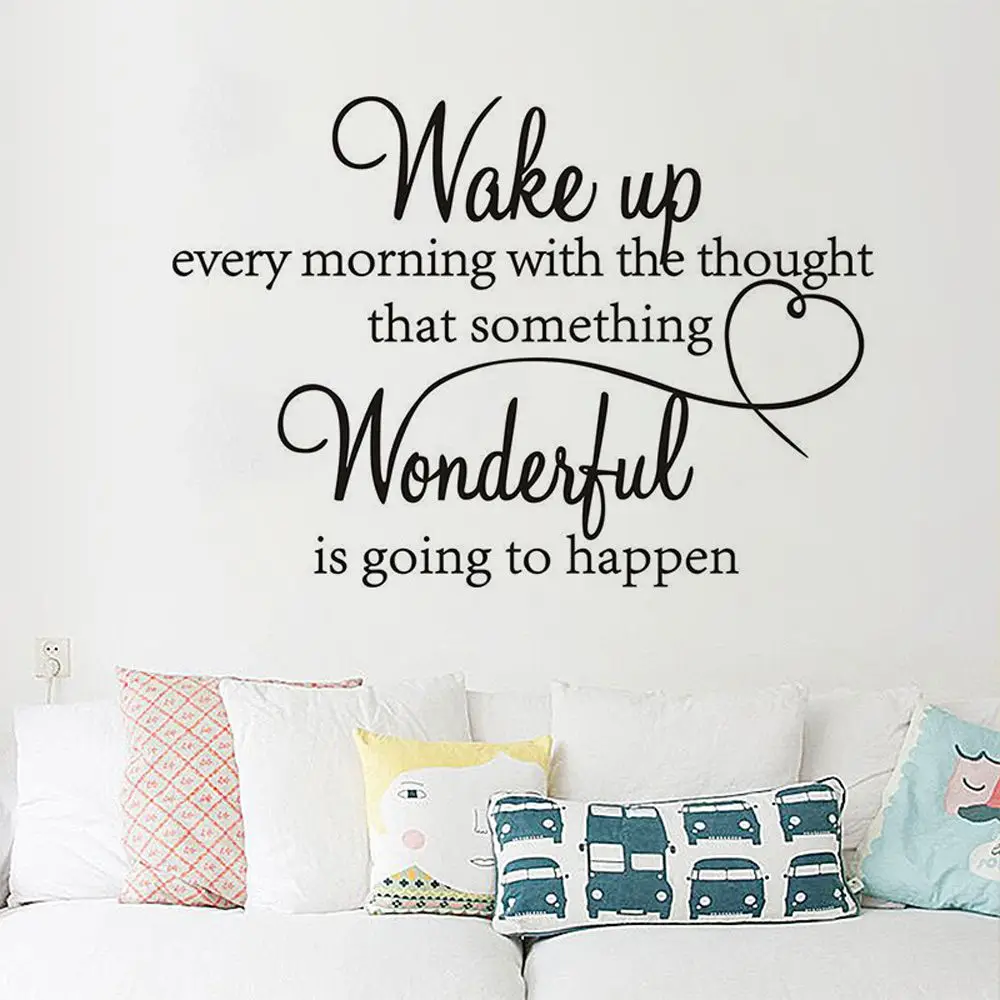 

DIY Letter Wall Sticker Removable Wall Decor Morning Wake Up Mural for Kids Bedroom Living Room Stickers Home Decoration