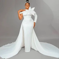 vintage mermaid wedding dresses with detachable train 2022 african black girls plus size wedding gowns beaded robe de mariage