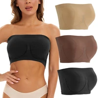 women bandeau solid color strapless tube top seamless brassiere thin large size bralette fitness sports fashion brassiere
