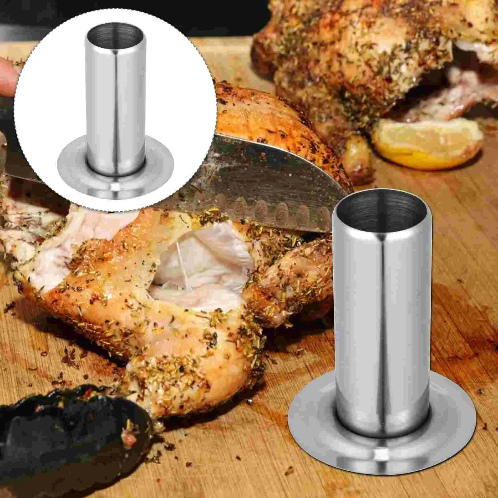 

Beer Can Chicken Roaster Rack Stainless Steel Vertical BBQ Roasting Holder Brazier