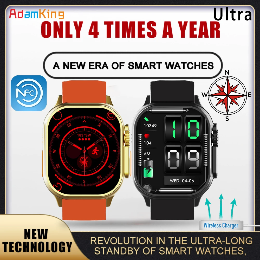 

GN8 GN9 Smart Watch Men Women 100 Days Standby 700mAh Big Battery Calling NFC BT Call Smartwatch Ultra Series 8 2.01 inch Screen
