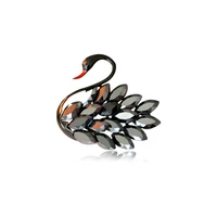 high quality brooch swan black animal rhinestone lapel pins swan brooches designer for women dresses summer wedding accessories