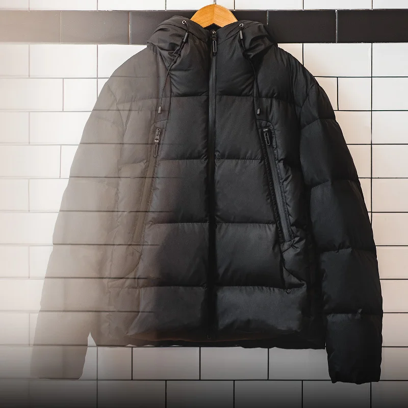Maden Light 80% Duck Down Jacket Men’s Hooded Winter Coat Short Warm Windproof Outdoor Wear Casual Puffer Jacket Winter New