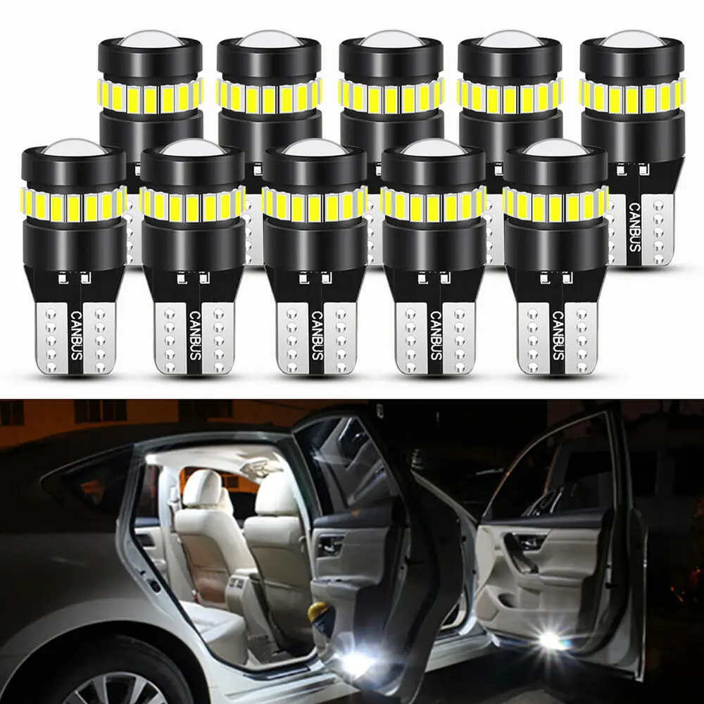 

10Pcs Led Interior Bulbs Canbus 168 T10 For Nissan Altima 2007-2015 Maxima 09-14
