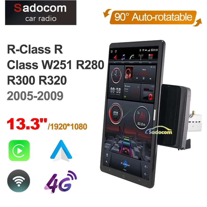 CarPlay 1920*1080 Android 10 0 Tesla 13 3 дюймов вращение для Mercedes Benz R-Class R Class W251 R280 R300 R320 2005 - 2009
