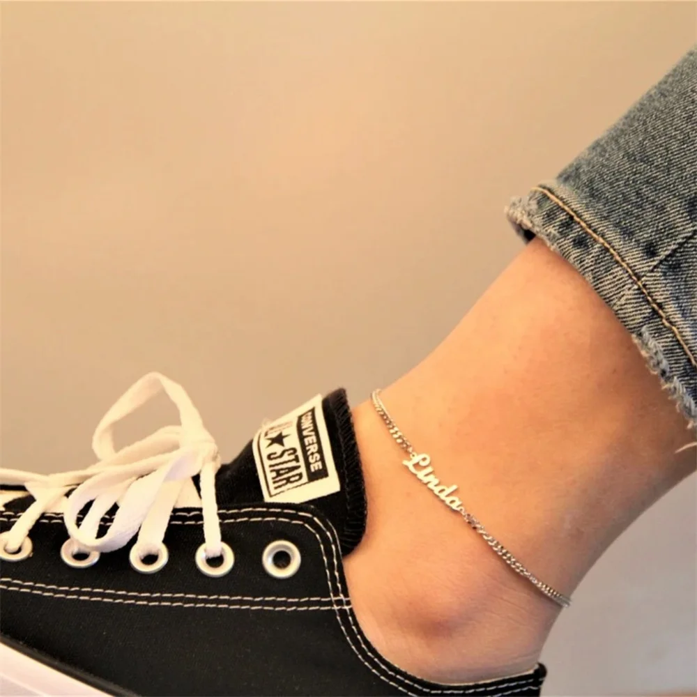 

Custom Name Anklet for Women Gold Color Personalized Letter Feet Chain Stainless Steel Jewelry Gift Femme Daily Wear Accessories
