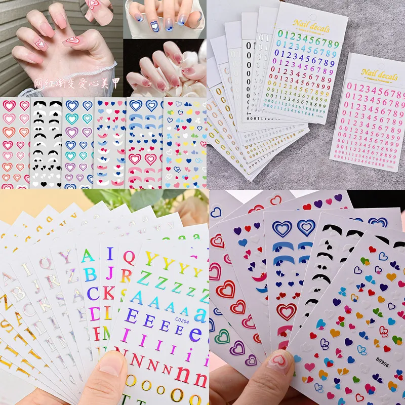 

1Pcs 12 Colors English Letters Numbers Nail Art Stickers 3D Laser Self-Adhesive Sliders DIY Manicure Decorations Nails Decals 23