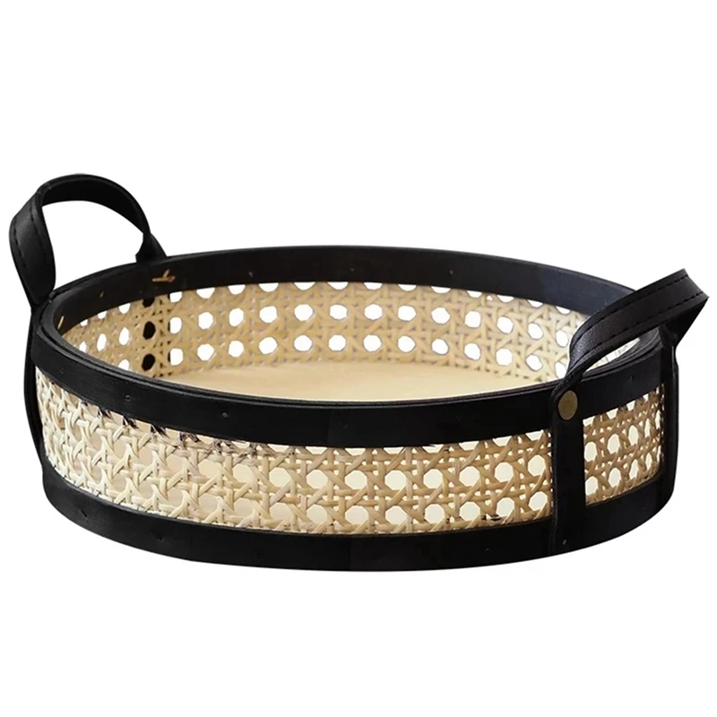 

Rattan Storage Basket Dessert Fruit Cake Bread Snack Basket Living Room Storage Box Desktop Sundries Tray