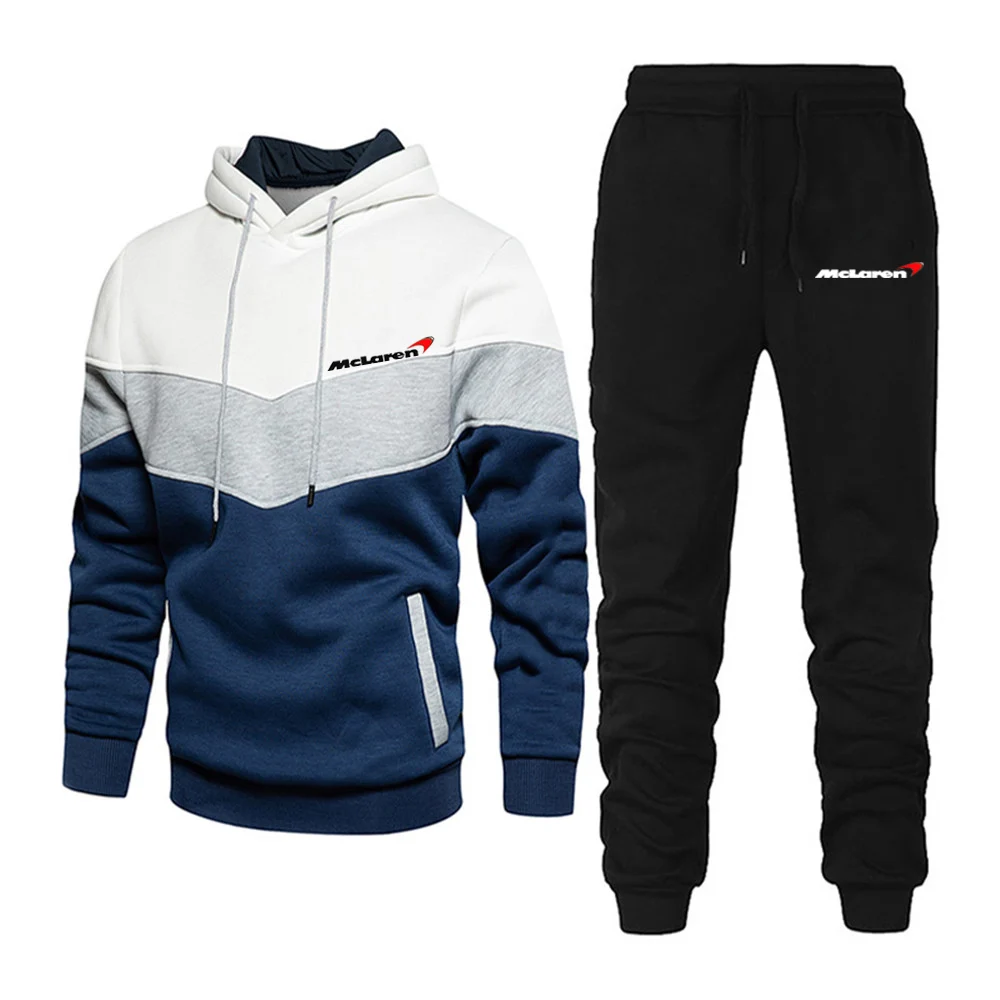 

Autumn Outdoor Sports Kit F1 McLaren Racing Suit Jersey Spliced Hoodie Mens Hoodie + Pants 2 Pieces Jogging Mens Sweatshirts