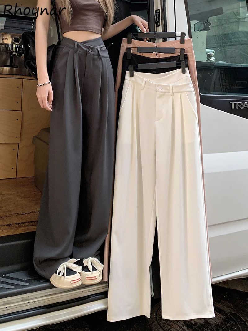 

Женские брюки с асимметричной талией, свободные Шикарные Длинные брюки для отдыха, крутая уличная одежда, Дизайнерские офисные женские Молодежные брюки, гладкие, Лидер продаж