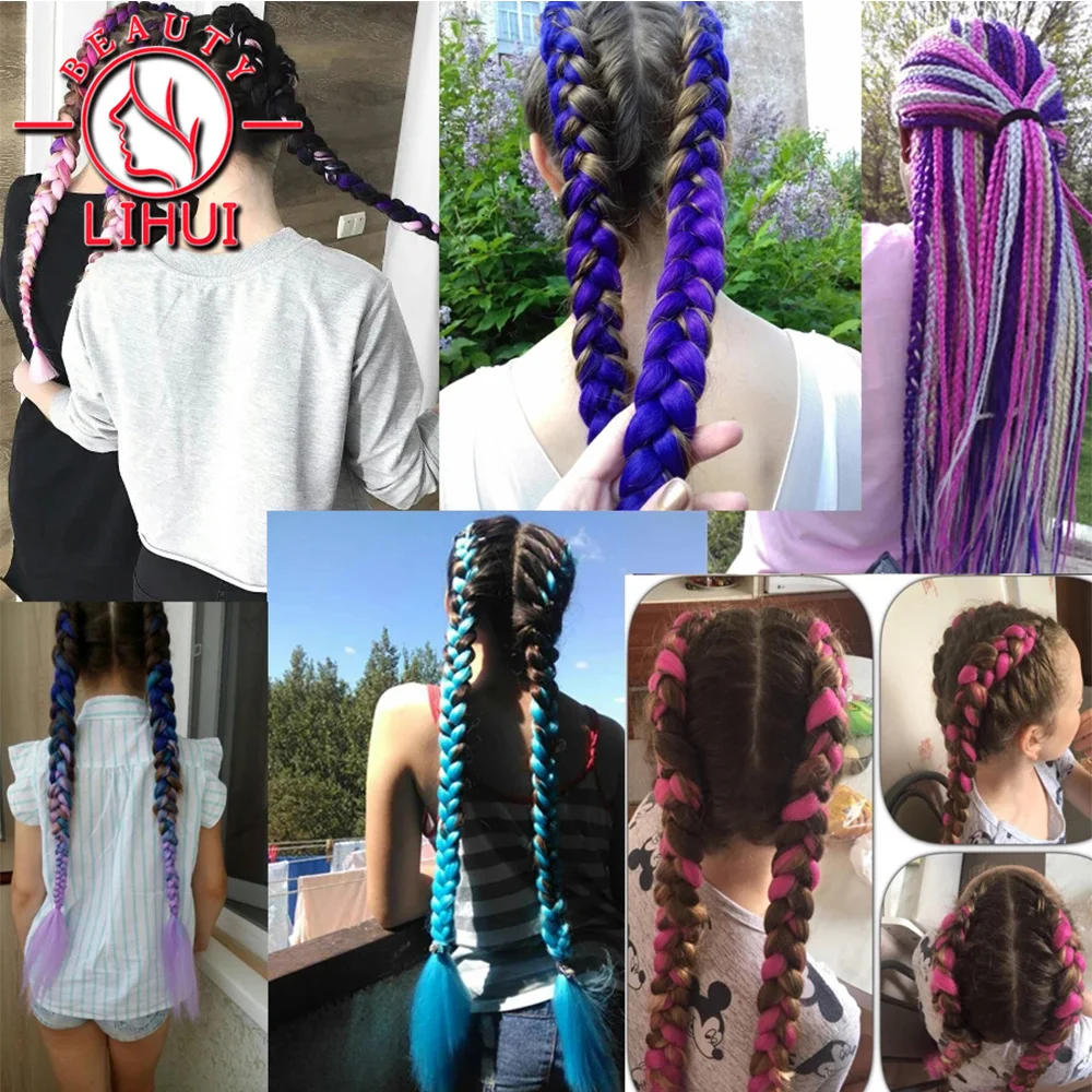 Lihui 41 дюйм Джамбо косы синтетические плетеные волосы Омбре наращивание волос для