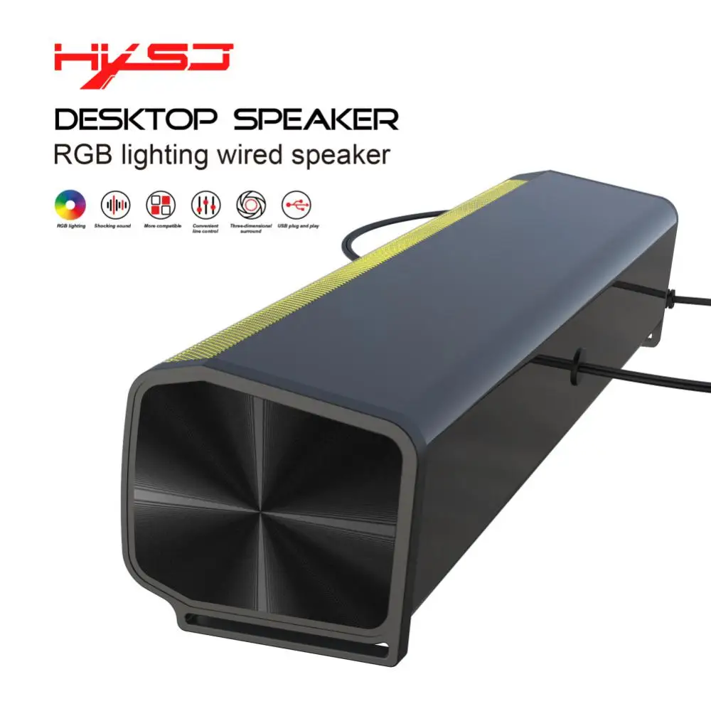 Q9 Computer Speakers RGB Light Adjustable Smart PC Speaker Soundbar Long Sound 360°Stereo Sound Texture USB 3.5mm USB Audio Plug