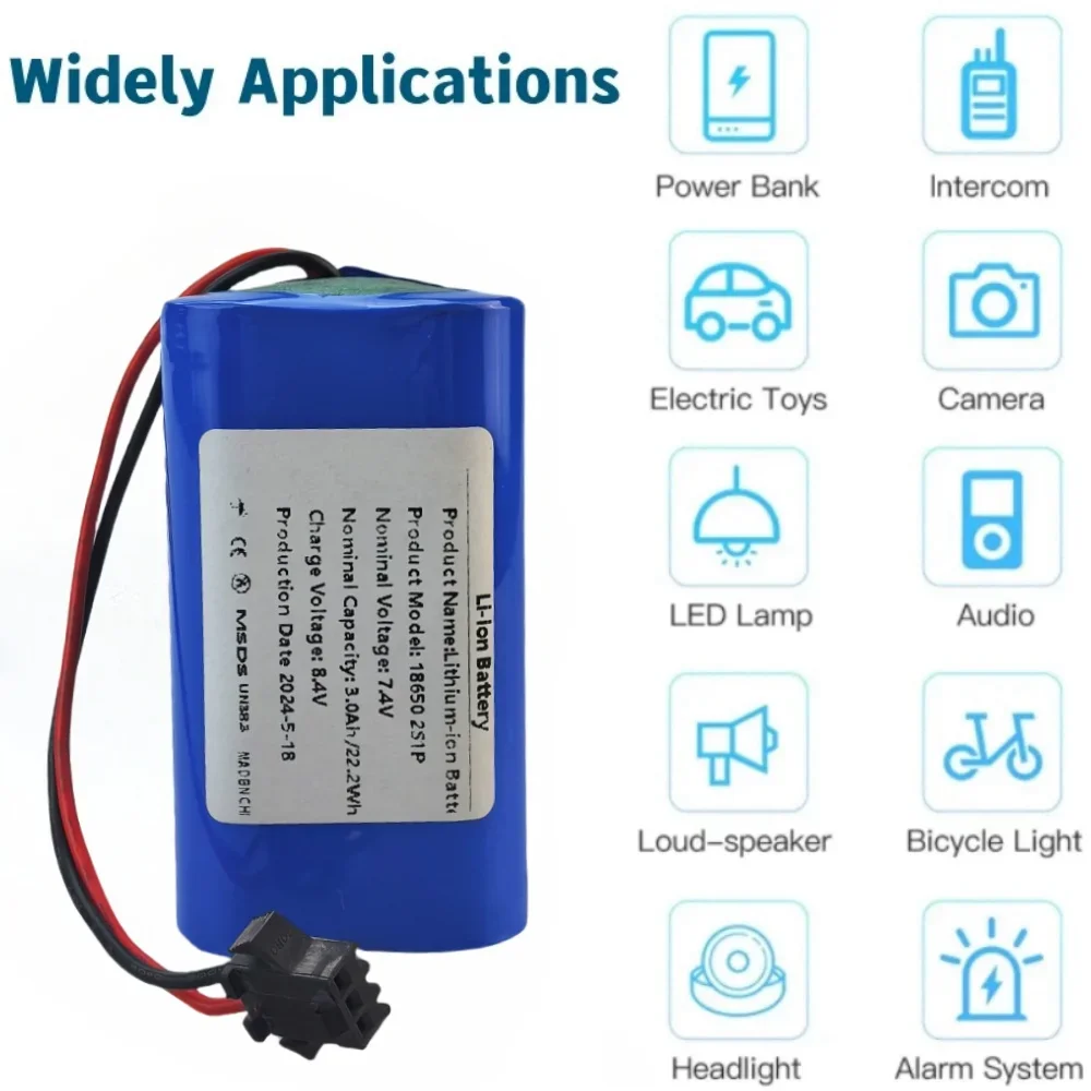 7 4 в 3000 мАч 18650 2S1P Встроенный BMS перезаряжаемый литий-ионный аккумулятор для