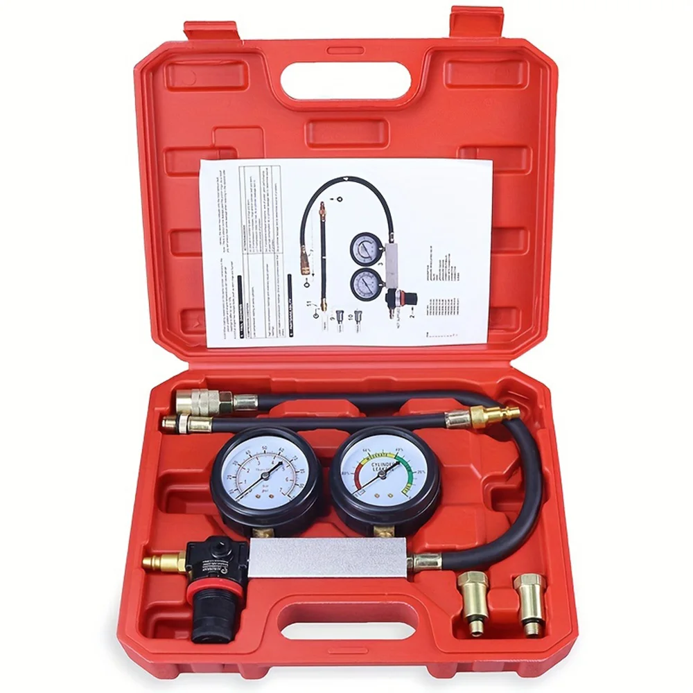 

Тестер утечки цилиндра Tu-21, комплект для тестирования сжатия, тестер утечки цилиндра двигателя с двойным датчиком, комплект диагностических инструментов