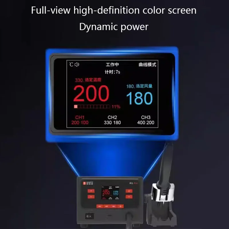 Фото Цифровая паяльная станция YCS R1 Pro с термофеном, 1000 Вт, ЖК-дисплей, для ремонта BGA, телефонов, печатных плат/SMD, 5 насадок в комплекте №4