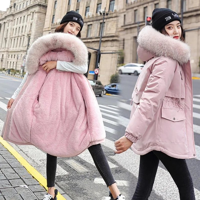 Style Cotton Padded Warm 2023 New Winter Jacket Jacket Women Casual Parka Winter Clothes Fur Lining Hooded Parka Ladies Jacket