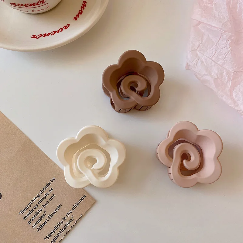 

3PCS/Lot Flower Acrylic INS Fashion Solid Color Hair Clips Girls Plastic Hair Crab Claws Women Grips Accessories Jewelry Gift