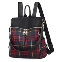 checked backpack womens 2021 autumn new casual backpack popular oxford cloth bag