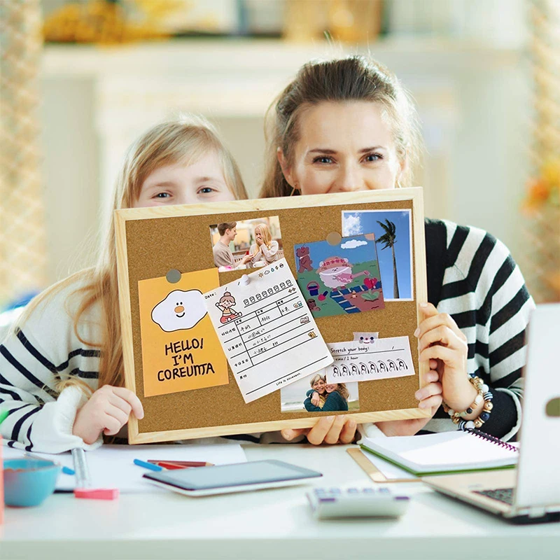 

FHEAL Cork Board Hanging Bulletin Kindergarten Pictures Background Classroom Living Room Photo Display Message Wall With Frame