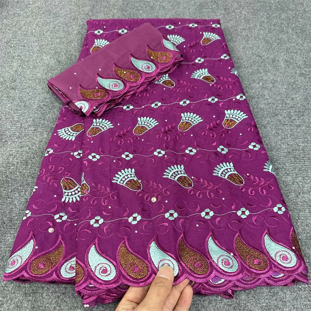 Нигерийская хлопковая кружевная ткань с камнями новинка 2024 африканская