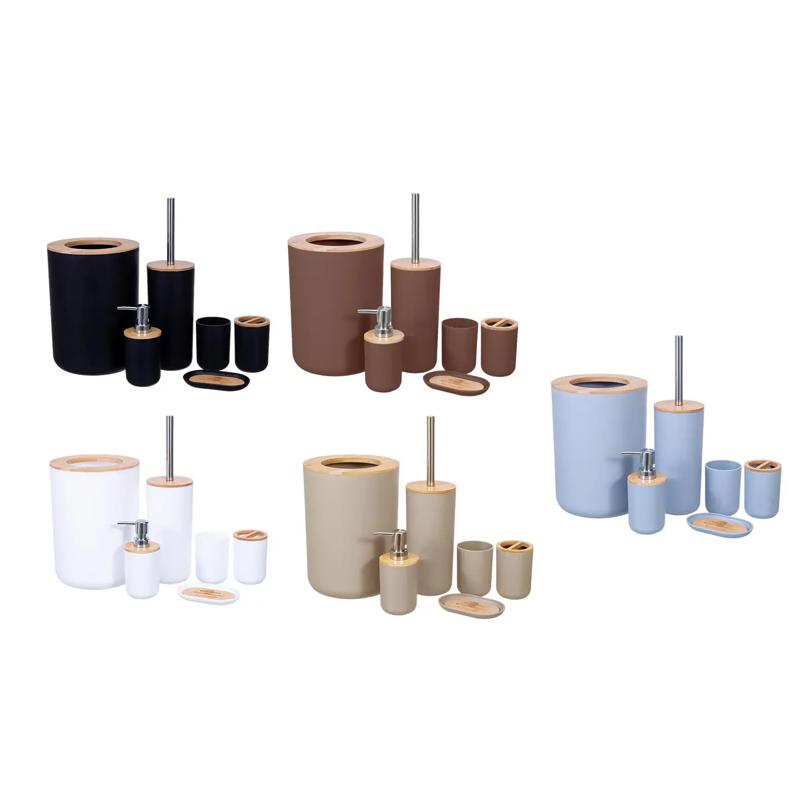 

6Pcs Bathroom Accessories Set Bathroom Essential Set for Hotel Countertop