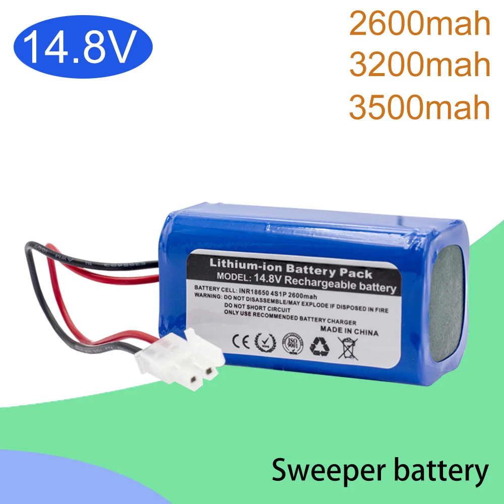 

14.8V 3500Ah HG2 18650 Lithium Battery Pack 4S1P 3200mAh Robotic Sweeper Vacuum Cleaner Rechargeable Li-ion Batteries + 2P Plug