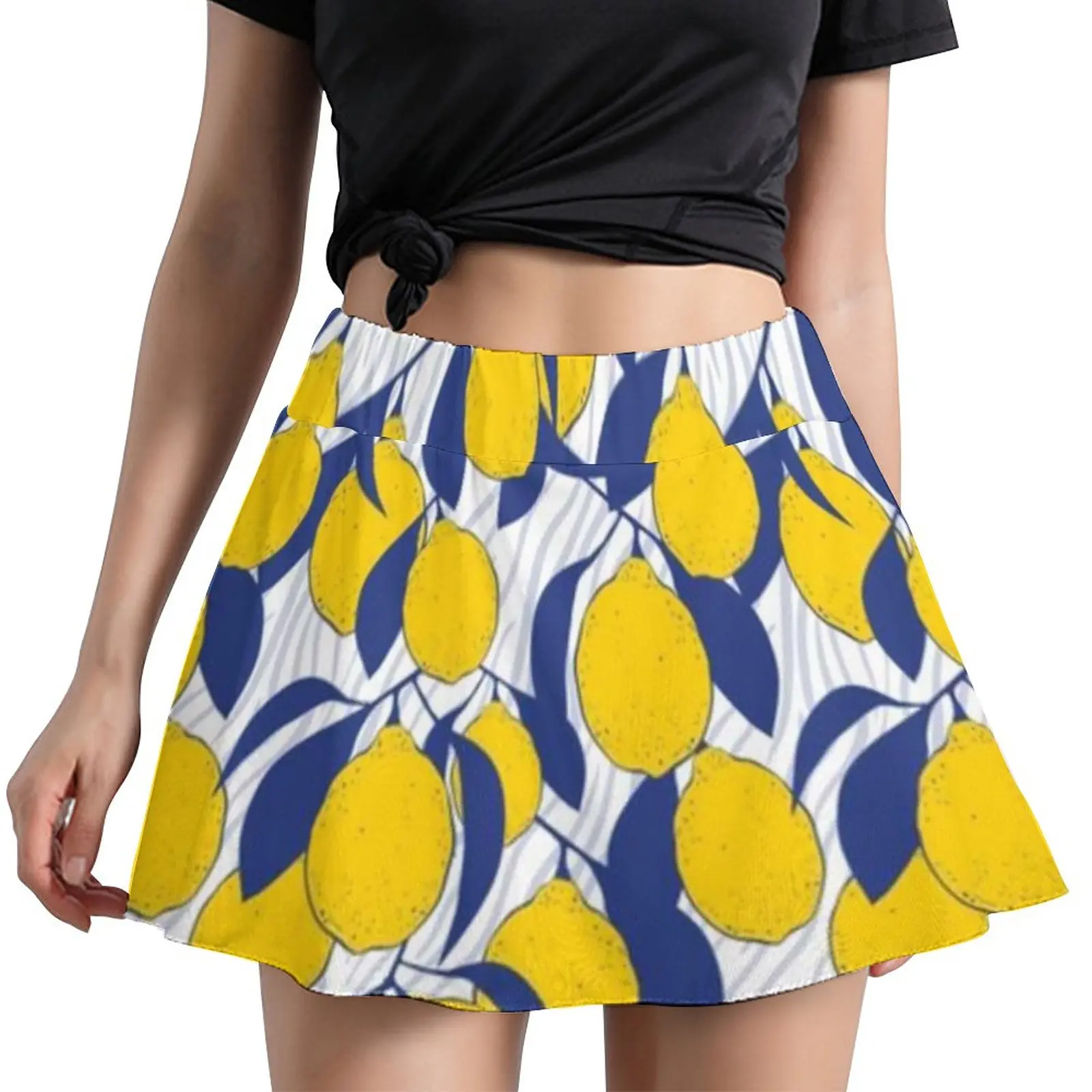

Cute Lemon Pattern A-line Skirt Female Fruit Design Lovers Modern Mini Skirts High Waist Aesthetic Casual Skirt Big Size 5XL 6XL