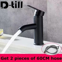 d till stainless steel sink faucet basin bathroom black water wash deck mounted hot cold waterfall mixer taps tapware paint