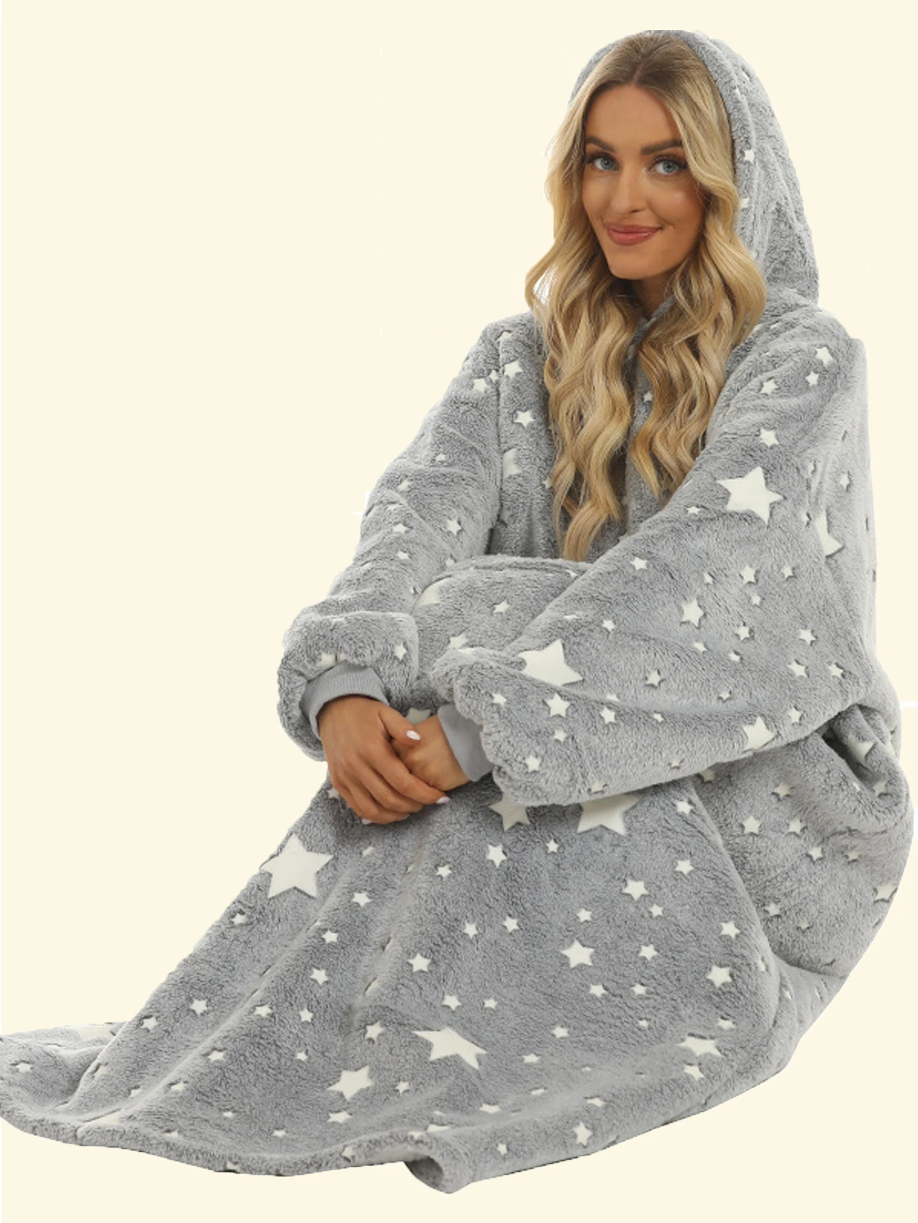 2024 пушистое свободное зимнее светящееся в темноте серое одеяло с пентаграммой и