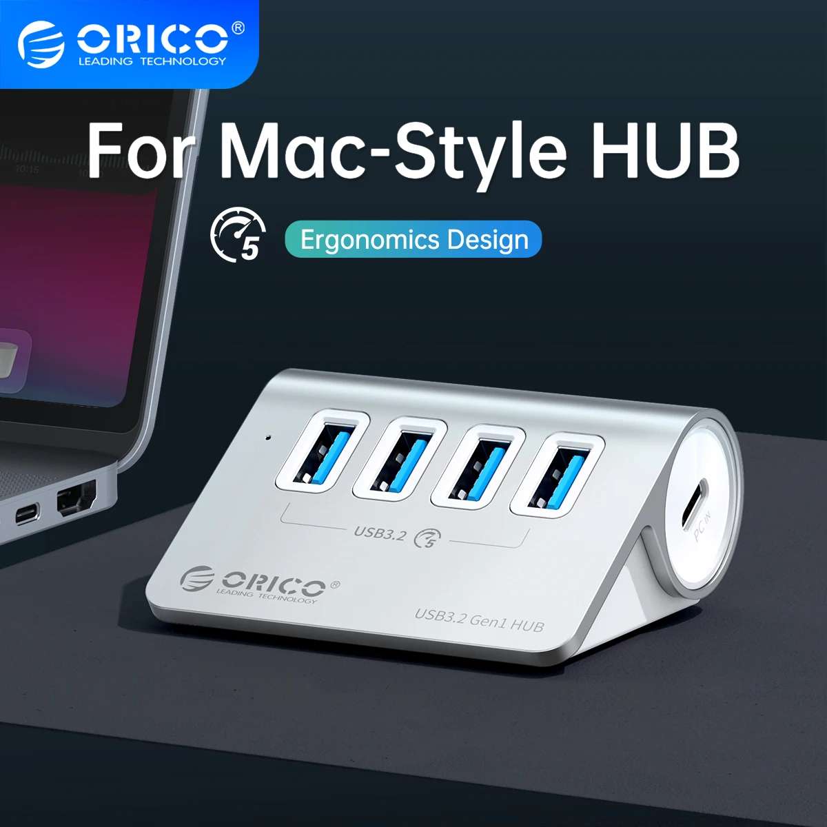 ORICO USB 3,0 концентратор Новый Mac дизайн мини высокое качество Высокоскоростной Алюминиевый 4-портовый usb-хаб сплиттер с кабелем для передачи данных (M3H4)
