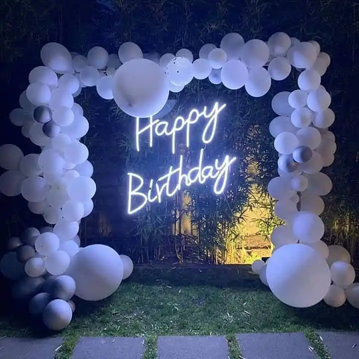 

China Manufacture Large Happy Birthday custom Led Neon Sign Lights Art For Event Decoration