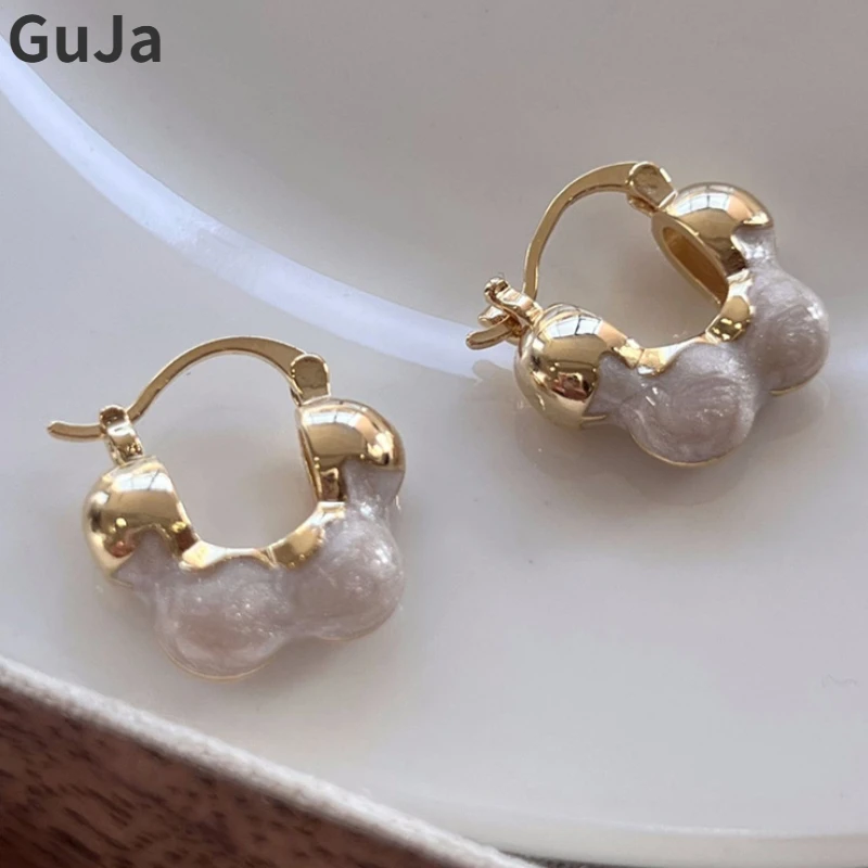 

Modern Jewelry Pretty Geometric Metallic Gold Color Enamel Earrings For Girl Female Gift 2023 Trend New Spring Summer Style