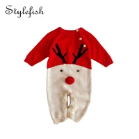 ins winter baby rompers newborn jumpsuits rompers baby christmas jumpsuits deer long sleeved cotton jumpsuit