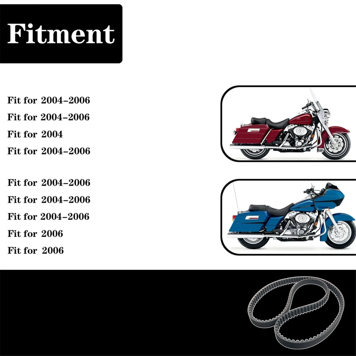 Задний приводной ремень мотоцикла 139T 1-1/8 дюйма для Electra Glide FLHT Ultra FLTR Road FLHR 04-06 40024-04