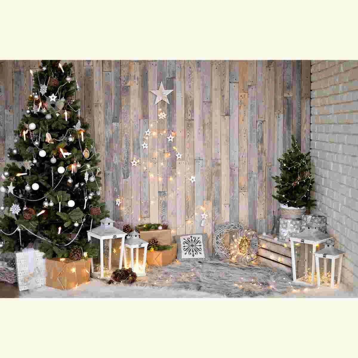 

Christmas Tree Photography Backdrop 3D Wall Photo Background Cloth for Xmas Festival 5x3ft (1831)