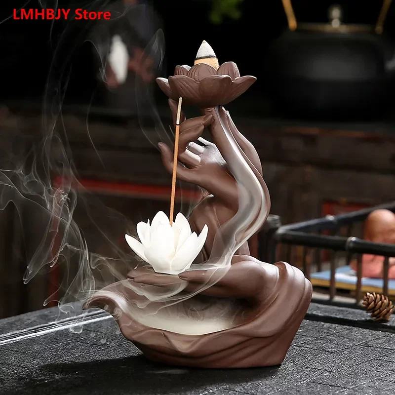 

Purple Sand Reflux Incense Burner Ornaments Bergamot Heart Ceramic Incense Burner Home Decorations