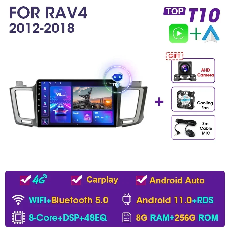 Автомагнитола JMCQ на Android 11, мультимедийный видеоплеер с GPS-навигацией для Toyota RAV4 RAV 4 2012-2018, головное устройство 2din Carplay