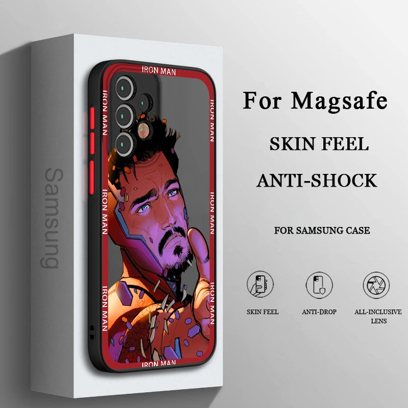 

Marvel genius Iron Man Avengers Phone Case For Samsung A71 A70 A52 A51 A42 A32 A22 A21S A12 A33 A53 Frosted Translucent Cover