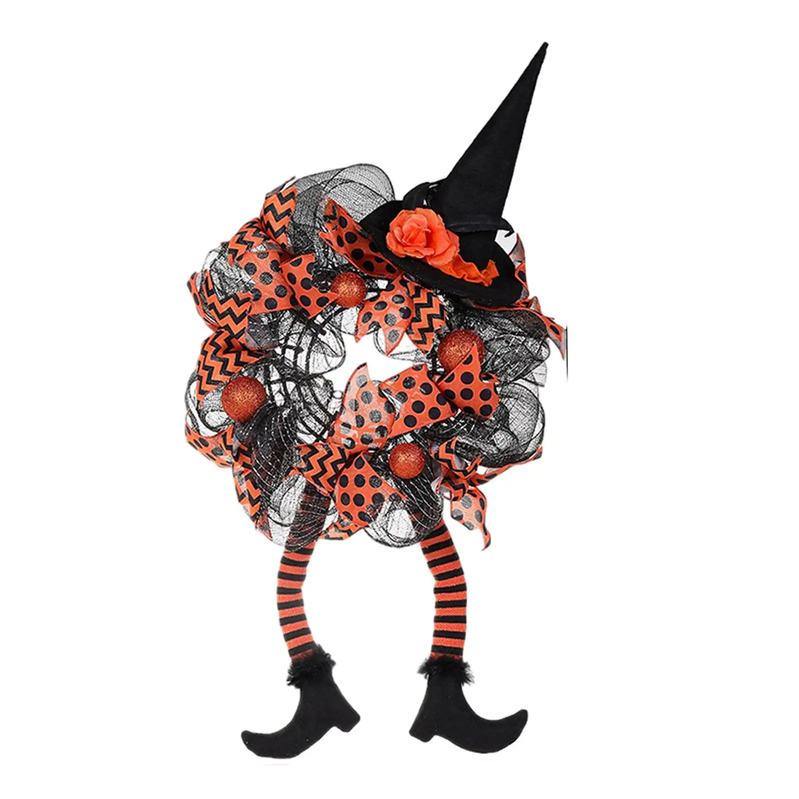 

Halloween Wreath for Front Door Two Long Legs Decorative 75cmx40cm Garland for Festival Haunted House Window Halloween Home