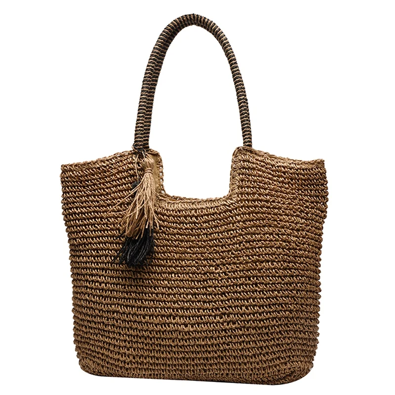 

ASDS-Ladies Big Straw Tassel Side Bags For Women Hit Trendy Summer Fashion Shoulder Bag Lady Handbags And Purses Beach Totes