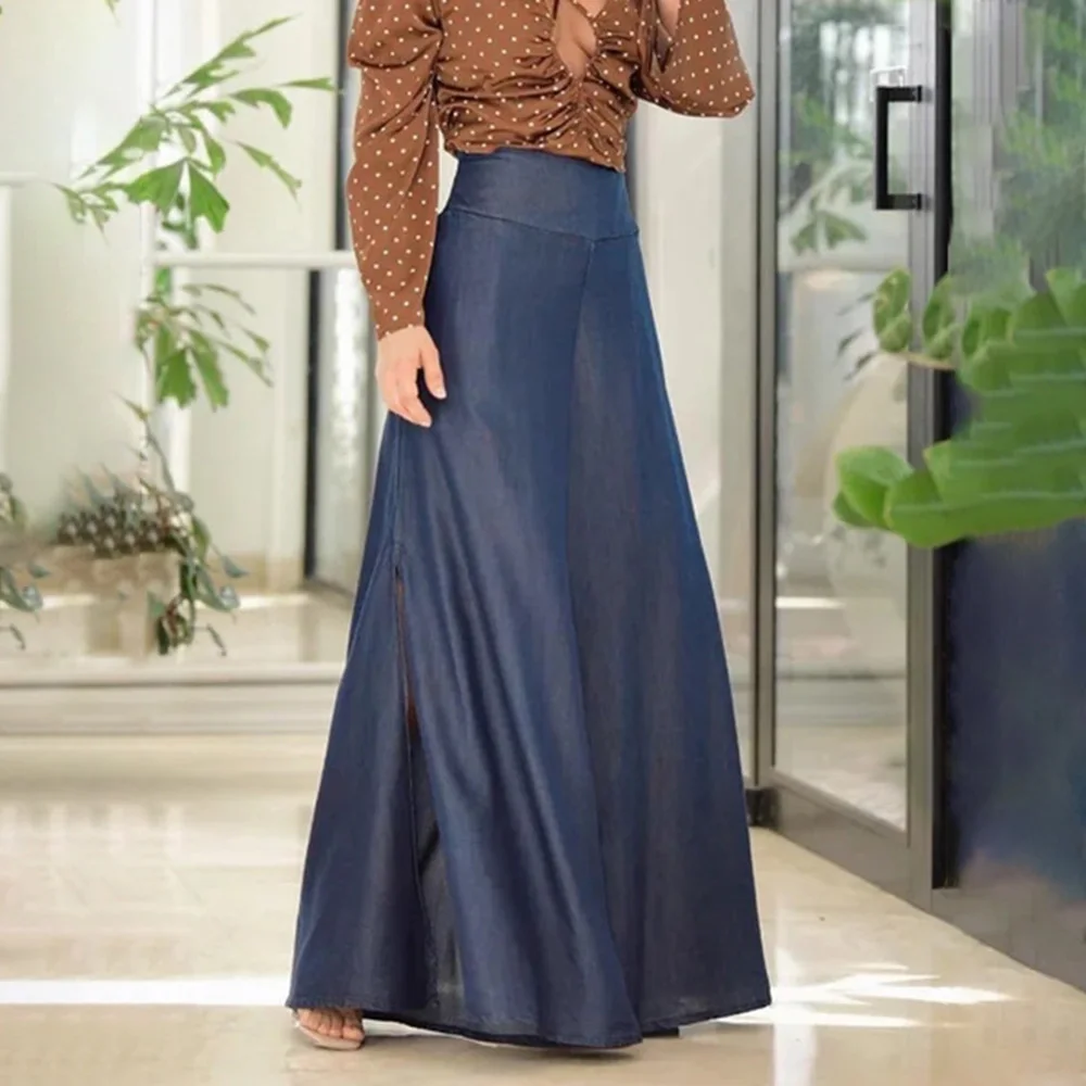 

2023 Spring Dress New Retro Blue High Waist Slim Mid Length Dress Skirt Street Women Dresses Vintage Women's A-line Denim Skirt