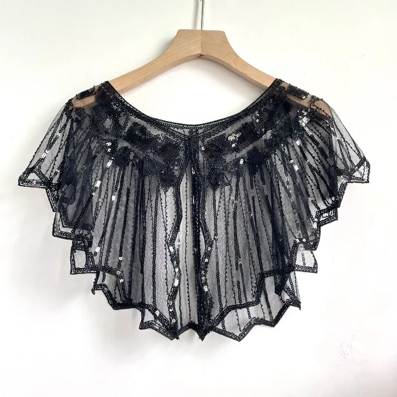 Новинка весны 2022 маленькая шаль без рукавов сетка с блестками универсальная