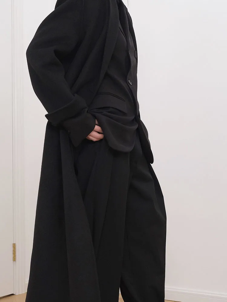 Шерстяное двустороннее Женское пальто BZVW Ofice однотонное модное с лацканами и