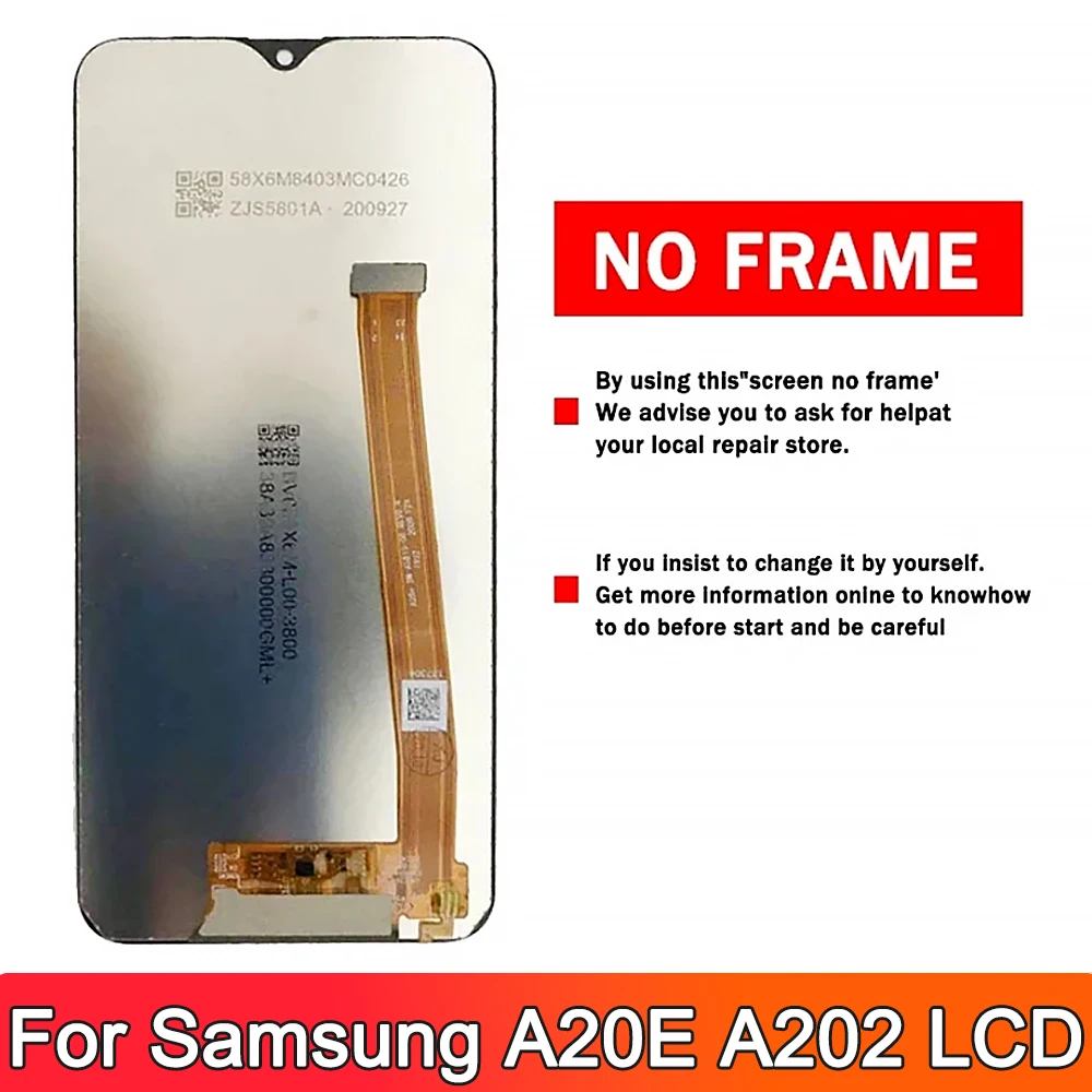 AMOLED ЖК-дисплей для Samsung A20E с рамкой SM-A202F A202DS A202F/DS ЖК-экран сенсорным экраном в