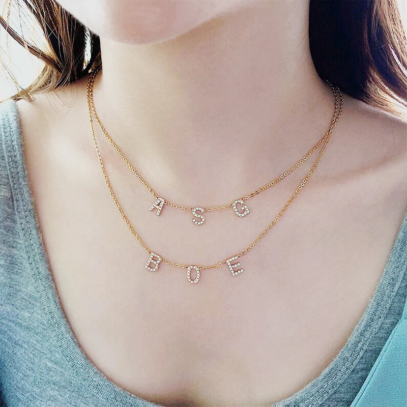 

Custom Personalized Name Necklace Pendant for Women Initial Letter Pendant Zircon Necklace Stainless Steel Choker Jewelry Gift