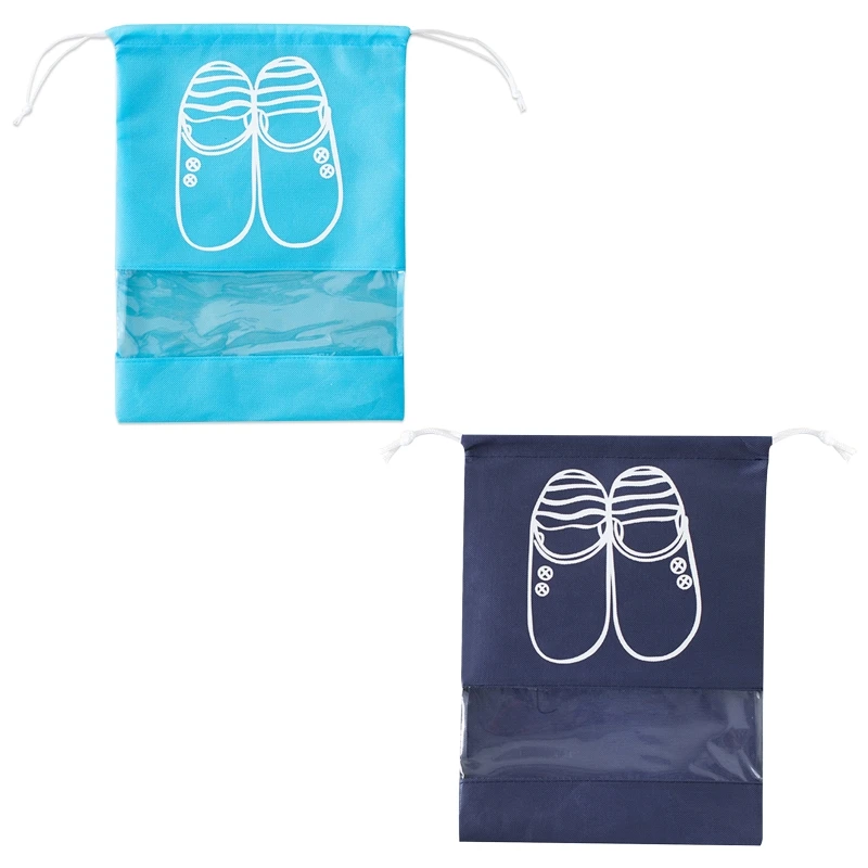 

2022 Shoe Storage Bags 10 Pcs Dustproof Waterproof Clear Window Drawstring Bag for Home Men And Women Outdoor Traveling Shoes