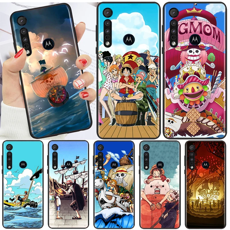 

One piece Pirate Ship For Motorola Moto G9 G8 E7 G Stylus Power Lite One Macro Hyper Fusion Edge Plus Black TPU Phone Case