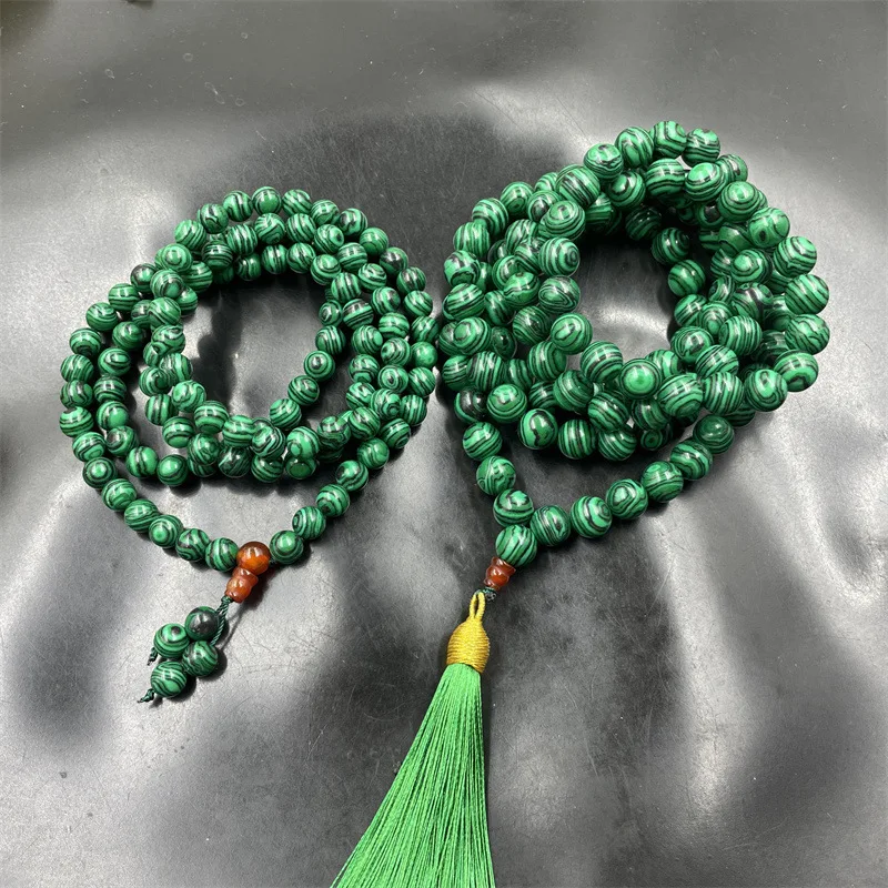10 мм 108 шт. малахитовые бусины Будды четки цепочка для свитера 8 ожерелье из