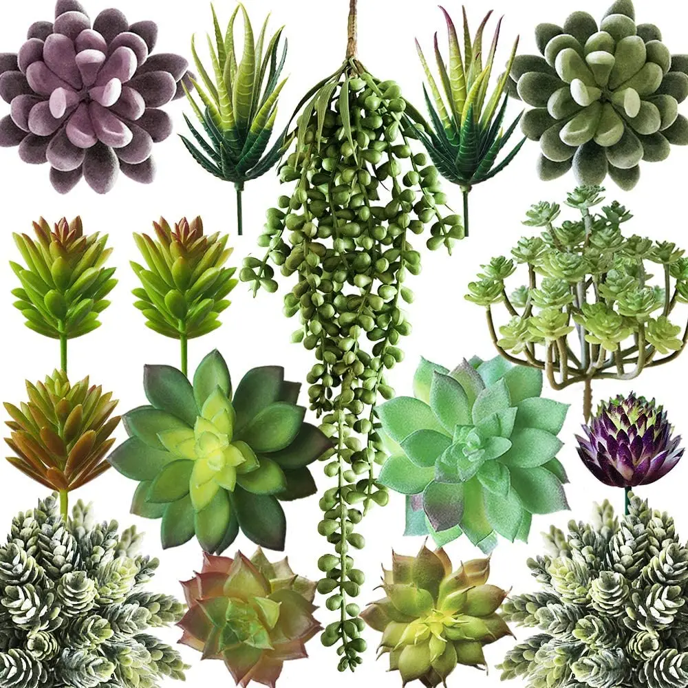 

Artificial Succulent Plants Fake Assorted - 16 Pack Unpotted Realistic Textured Succulents Picks for Decoration